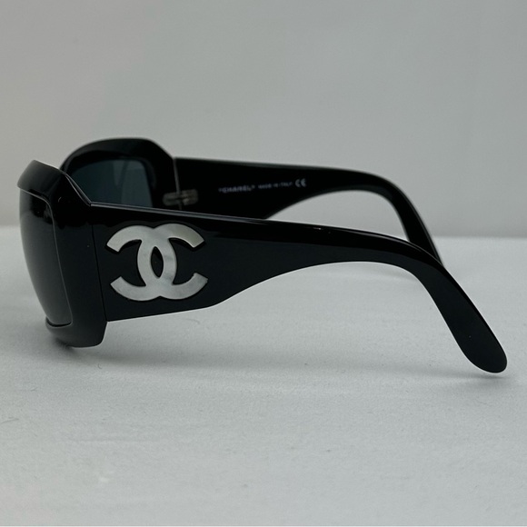Chanel CC Mother Of Pearl Black Square Acetate Sunglasses Tinted Lenses - Picture 5 of 13